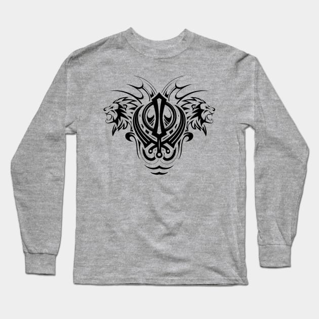 Decorative Sikh Khanda symbol Long Sleeve T-Shirt by Nartissima